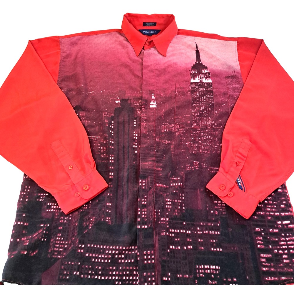 Vtg 90s‎ Willie Esco Men's L Shirt Baggy Streetwear City Skyline Hip Hop